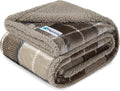 Waterproof Dog Blanket for Couch, Extra Large 80X60, Pee Proof Sherpa Fleece Reversible Pet Throw, Furniture Protector for Bed Sofa Crate Kennel, Soft Washable Cover for Dogs, Plaid Taupe