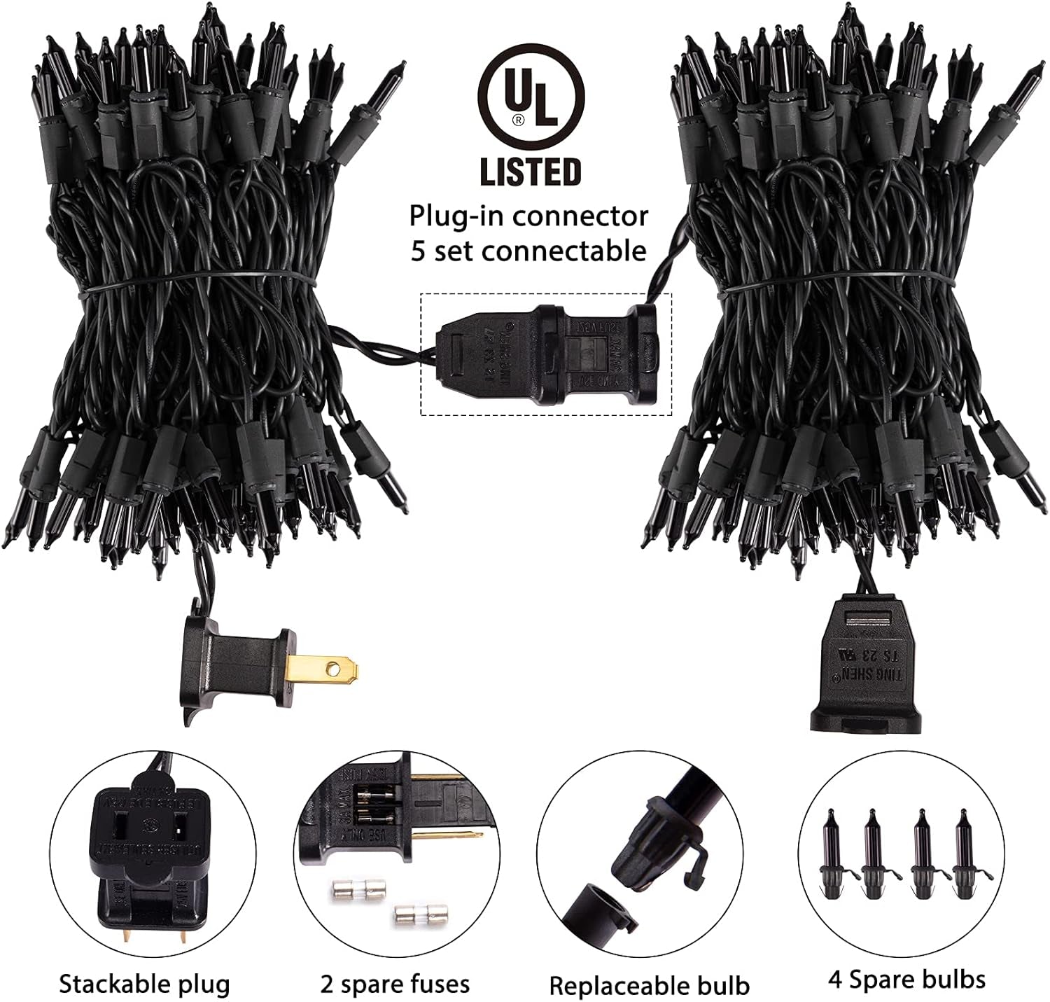 Halloween String Lights Outdoor 2 Pack 100 Count 25 Feet Incandescent Bulb Mini Lights for Christmas Indoor Garland Party Festival Decoration, Purple