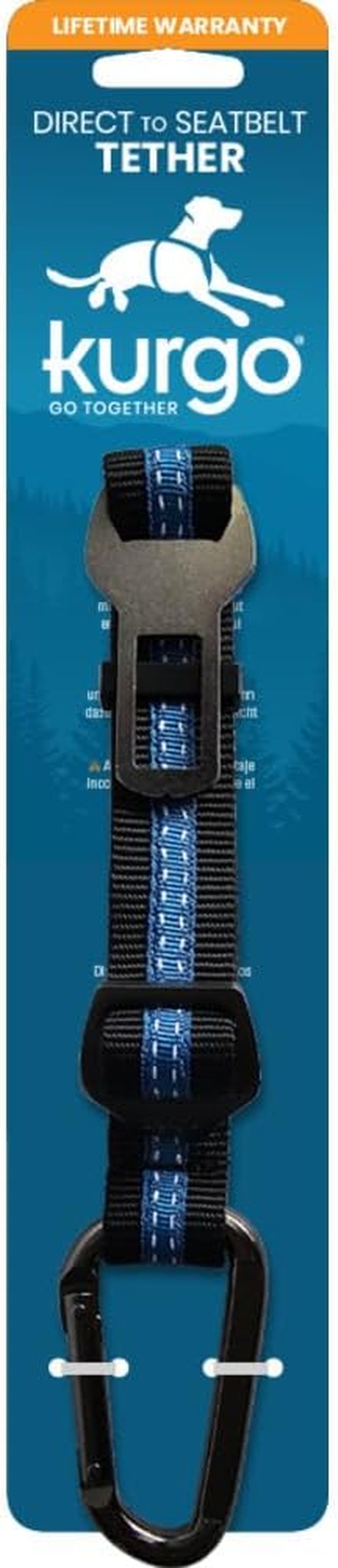 Direct to Seatbelt Tether - Easy-Use Dog Car Harness Clip - Adjustable Ride Strap - Universal Fit for Most Vehicles - All Steel Hardware - Backseat Restraint - Coastal Blue