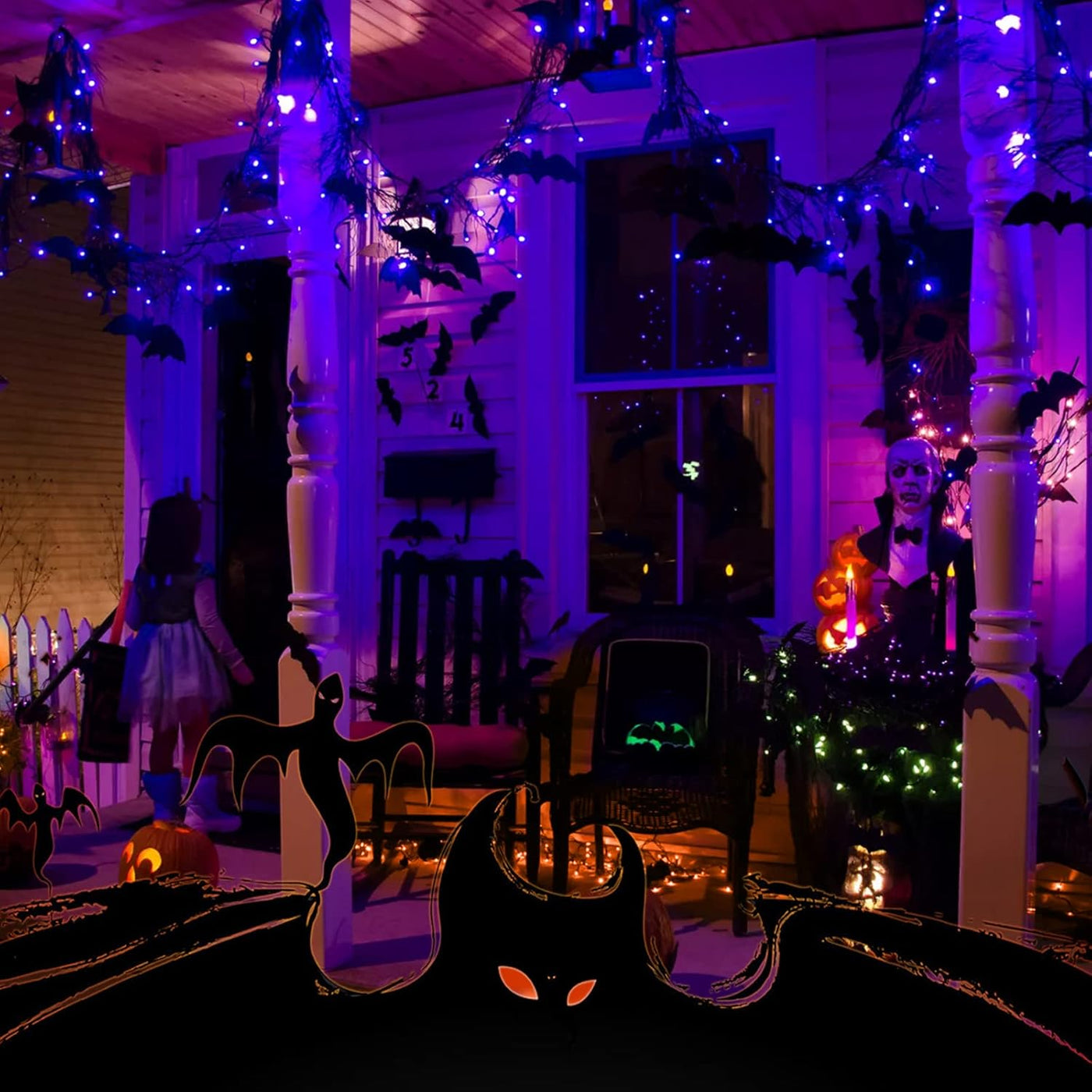 Halloween String Lights Outdoor 2 Pack 100 Count 25 Feet Incandescent Bulb Mini Lights for Christmas Indoor Garland Party Festival Decoration, Purple