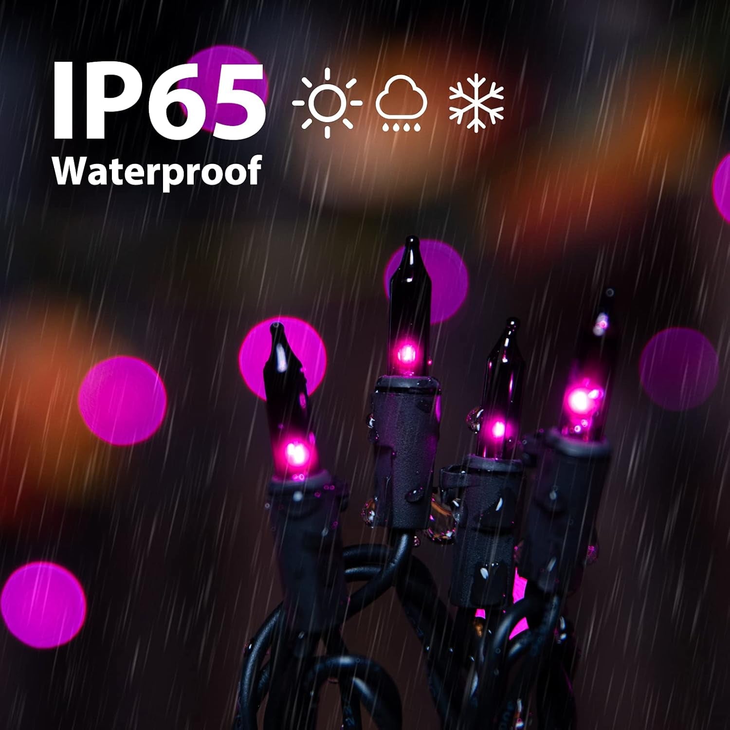 Halloween String Lights Outdoor 2 Pack 100 Count 25 Feet Incandescent Bulb Mini Lights for Christmas Indoor Garland Party Festival Decoration, Purple