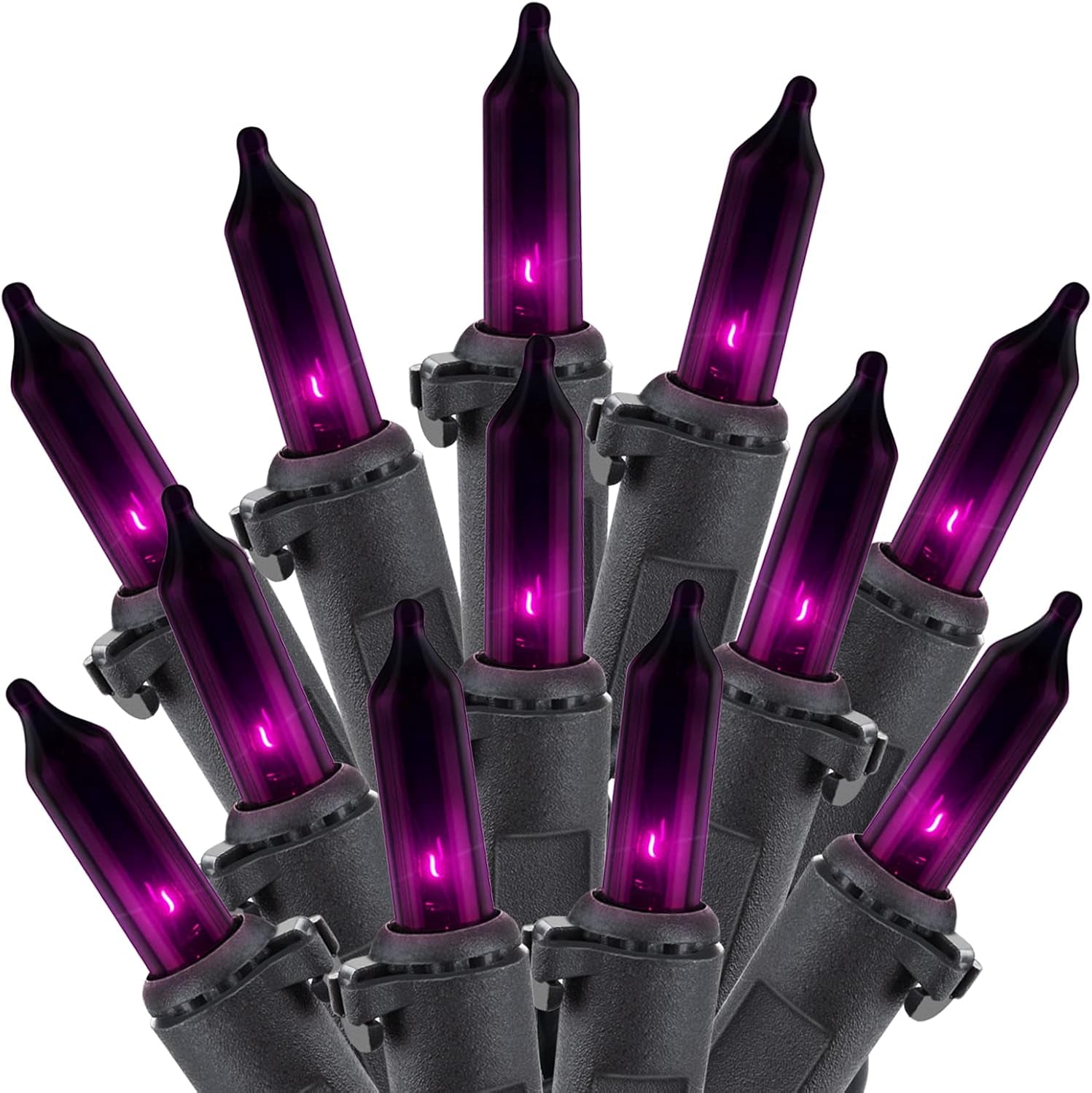 Halloween String Lights Outdoor 2 Pack 100 Count 25 Feet Incandescent Bulb Mini Lights for Christmas Indoor Garland Party Festival Decoration, Purple