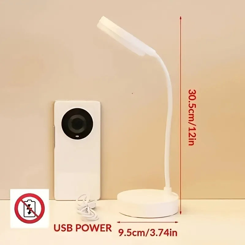 Flexible LED Desk Lamp – 3-Level Dimmable USB Eye-Care Study Light