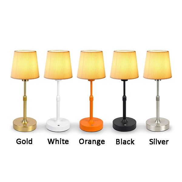 Fabric Shade Table Lamp – Rechargeable Touch Bedside Lamp (E12 Bulb)