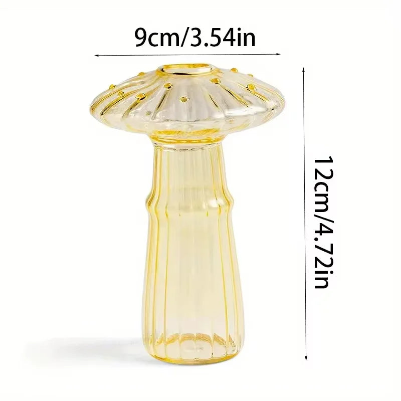Mushroom Glass Bud Vase – Colorful Hydroponic Vase for Home & Office Decor