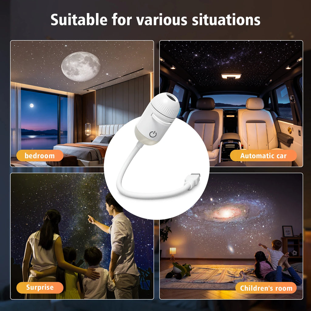 2-in-1 USB Ambient Projector Lamp – Adjustable Galaxy Atmosphere Night Light