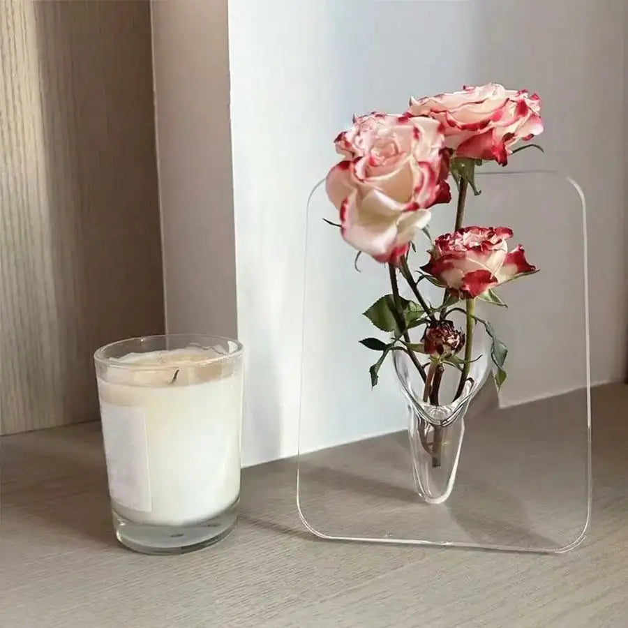 Modern Acrylic Frame Vase – Clear Decorative Flower Vase for Home Decor
