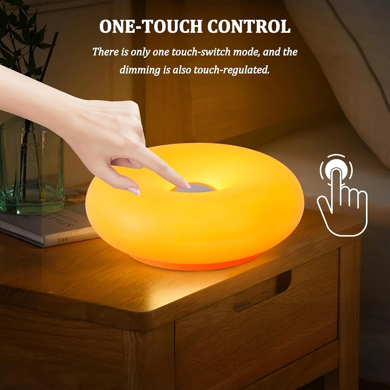 Donut LED Night Light – Cute Touch Dimmable Bedside Lamp with USB