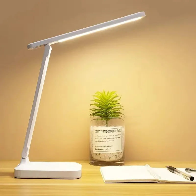 LED Desk Lamp with Clock & Calendar – Dimmable Touch Study Night Light