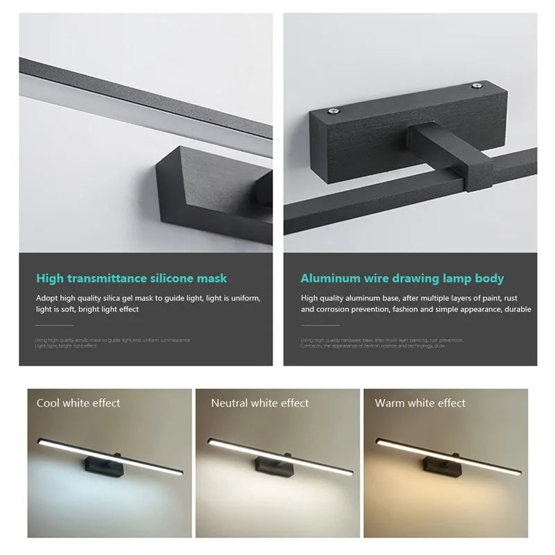 LED Bathroom Vanity Wall Light – Waterproof Modern Mirror Make-Up Lamp