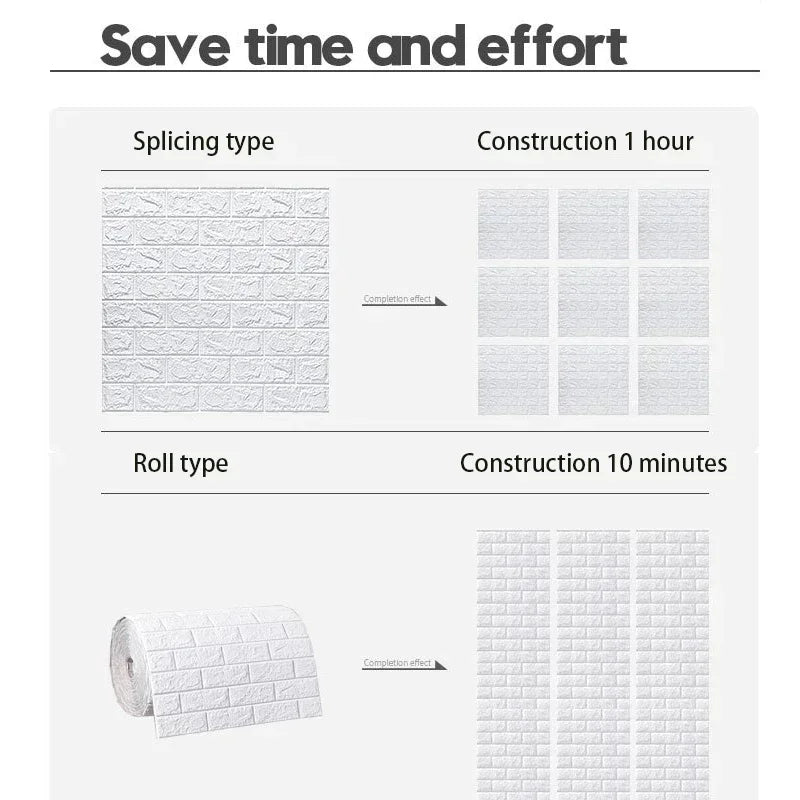 3D Brick Wallpaper – Self-Adhesive Waterproof Foam Wall Panels (Peel & Stick)