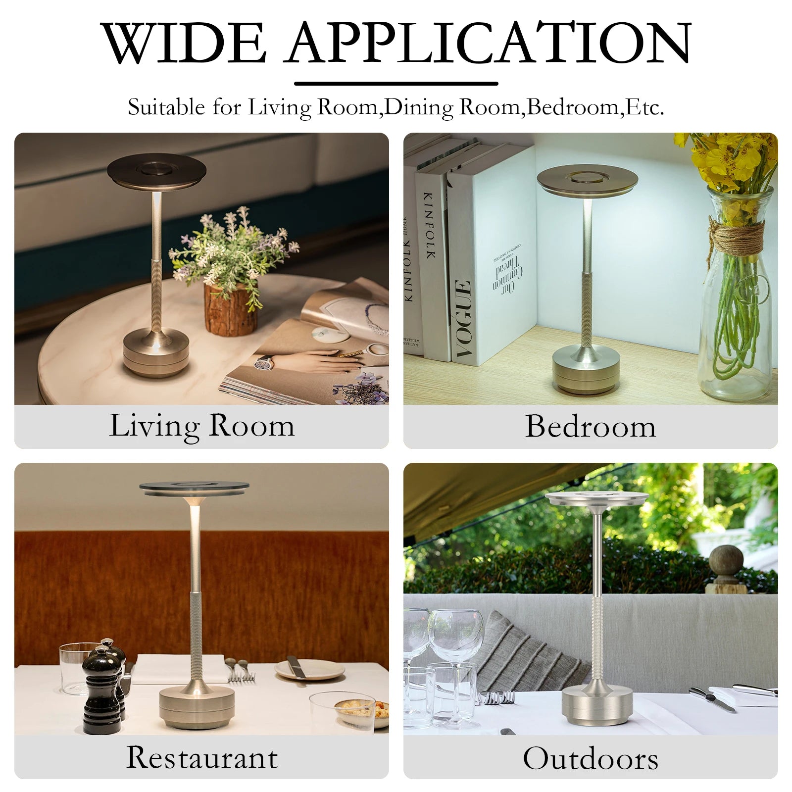 Rechargeable Wireless LED Table Lamp – Touch Dimmable Bedside Night Light (Set of 2)