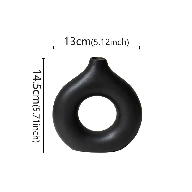Minimalist Donut Vase – Modern Hollow Single-Flower Vase for Home & Wedding Decor