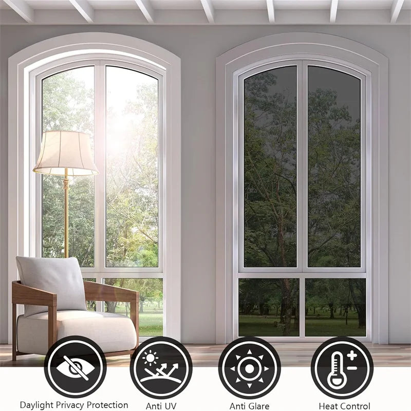 One-Way Privacy Window Film – Static Cling Anti-UV Heat-Control Mirror Tint
