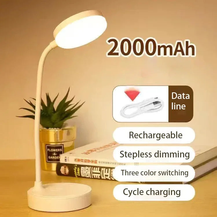 Flexible LED Desk Lamp – 3-Level Dimmable USB Eye-Care Study Light