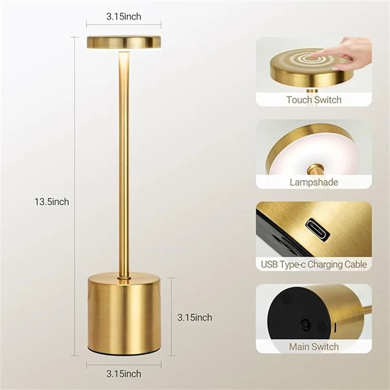 Rechargeable LED Table Lamp – Touch Dimmable Cordless Bedside Night Light