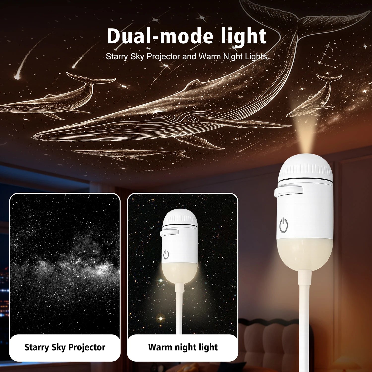 2-in-1 USB Ambient Projector Lamp – Adjustable Galaxy Atmosphere Night Light