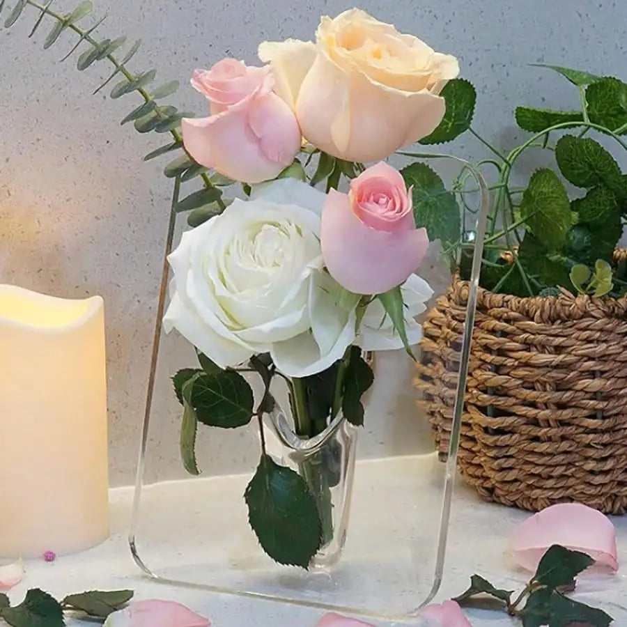 Modern Acrylic Frame Vase – Clear Decorative Flower Vase for Home Decor