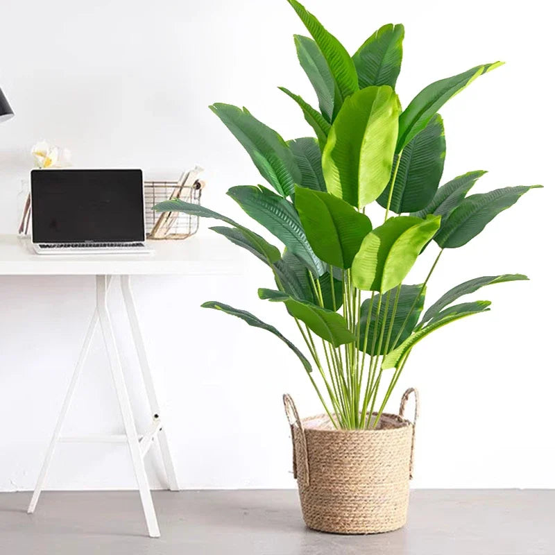 Artificial Tropical Palm Plant – Faux Monstera Banana Leaves for Home Decor