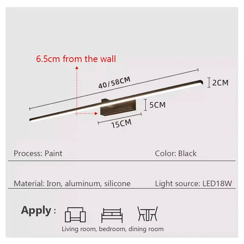 LED Bathroom Vanity Wall Light – Waterproof Modern Mirror Make-Up Lamp