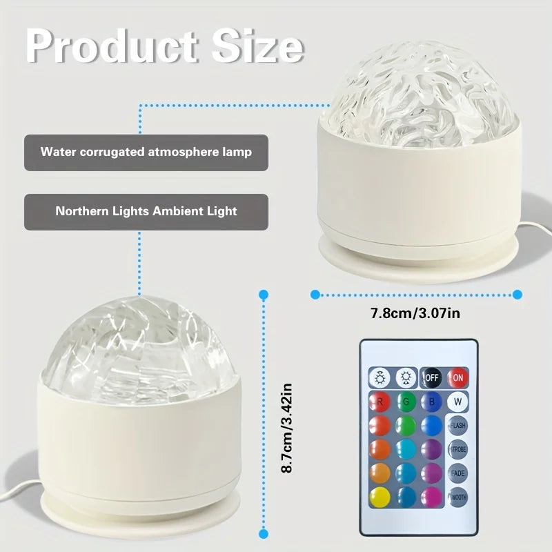 Aurora Water Ripple LED Projector – Northern Lights Galaxy Night Light with Remote