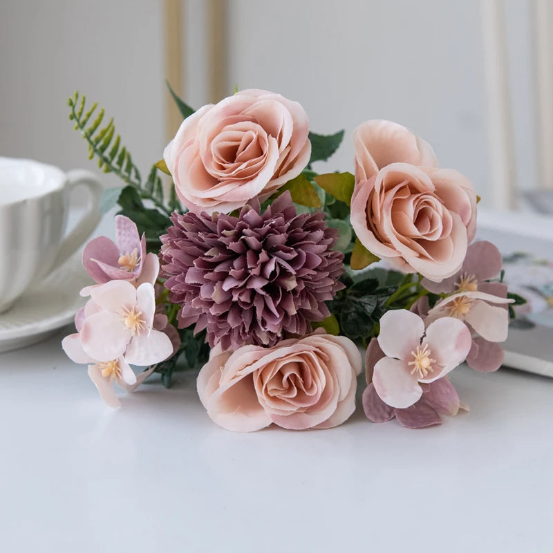 Silk Rose & Chrysanthemum Bouquet