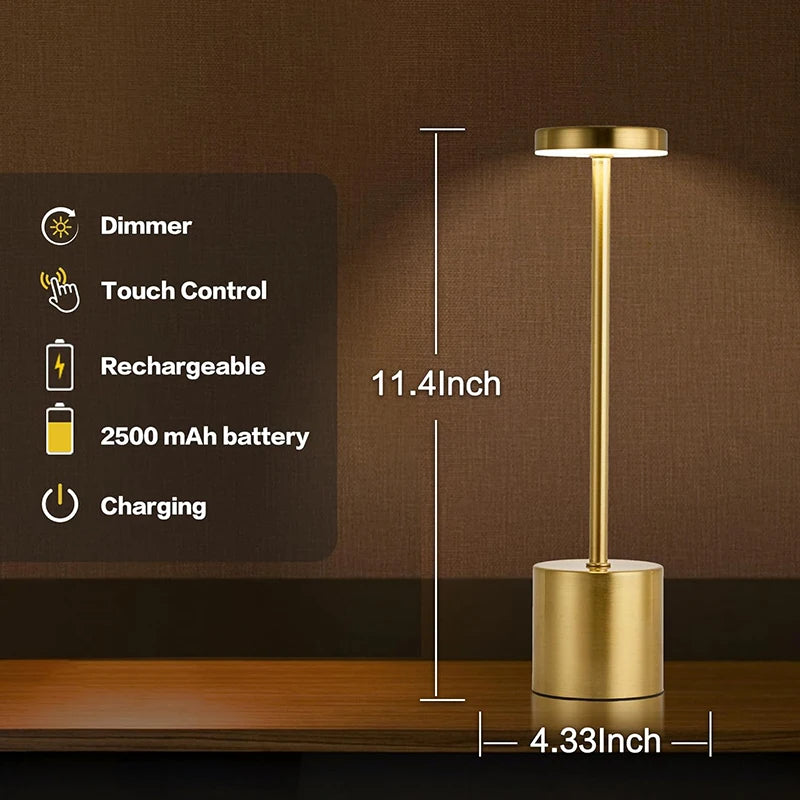 Rechargeable LED Table Lamp – Touch Dimmable Cordless Bedside Night Light
