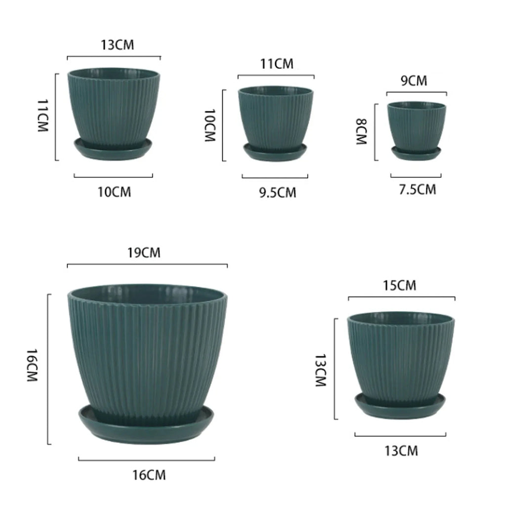 Round Succulent Planter Pots with Tray – Modern Indoor & Outdoor Plant Pots (5 Sizes)