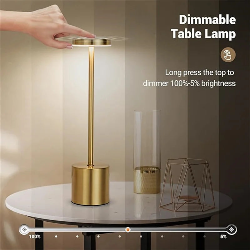 Rechargeable LED Table Lamp – Touch Dimmable Cordless Bedside Night Light
