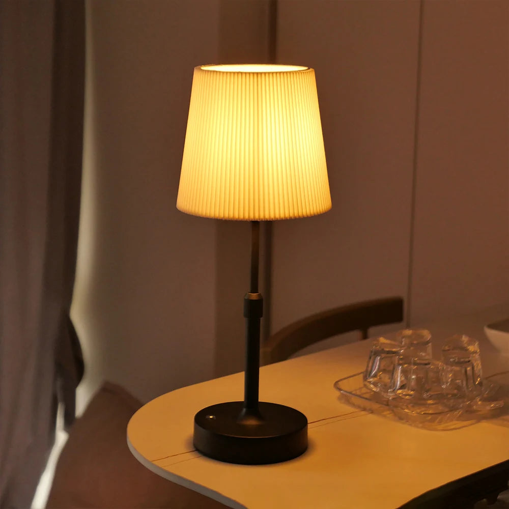 Fabric Shade Table Lamp – Rechargeable Touch Bedside Lamp (E12 Bulb)