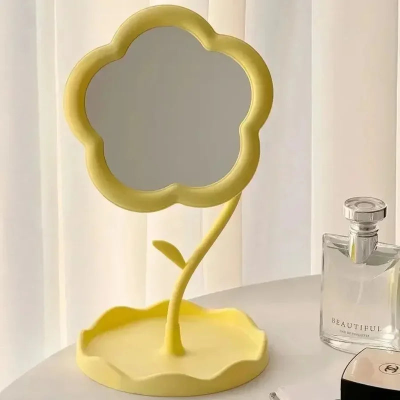 Vintage Floral Vanity Mirror – Elegant Desktop Makeup Mirror for Bedroom