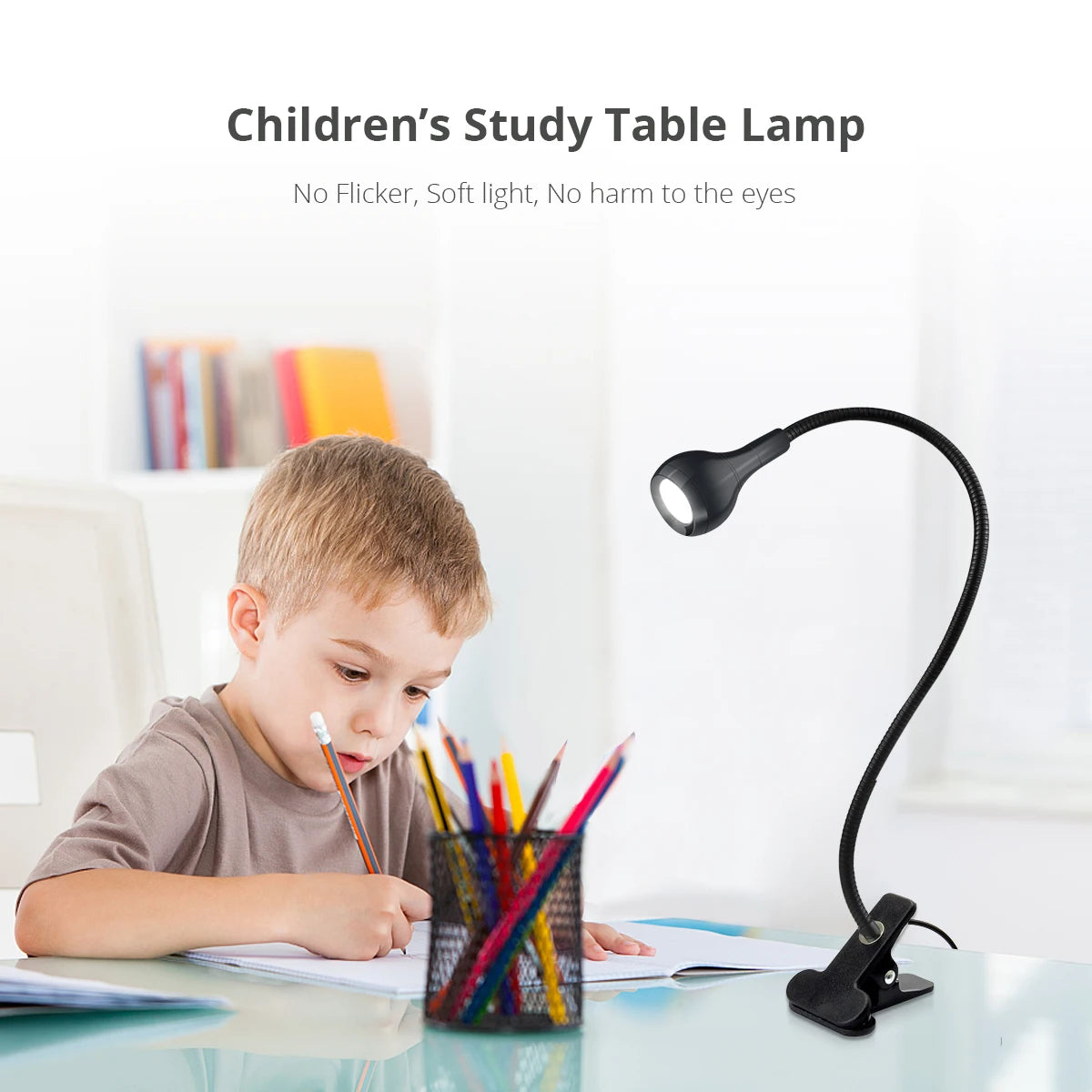 Flexible Clip-On Reading Lamp – USB Bedside Book Light for Study & Bedroom