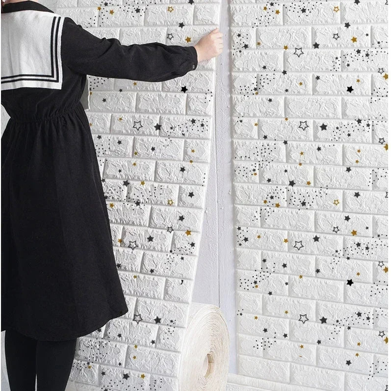 3D Brick Wallpaper – Self-Adhesive Waterproof Foam Wall Panels (Peel & Stick)