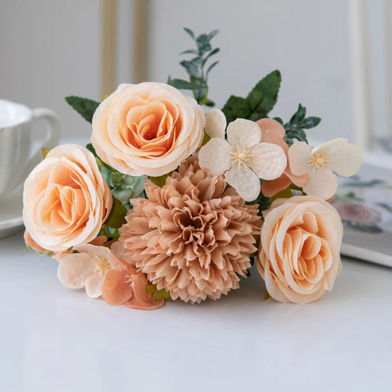 Silk Rose & Chrysanthemum Bouquet
