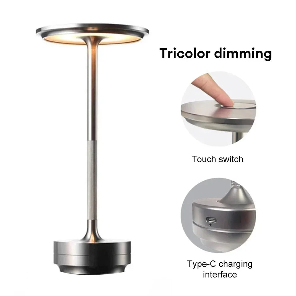 Rechargeable Wireless LED Table Lamp – Touch Dimmable Bedside Night Light (Set of 2)