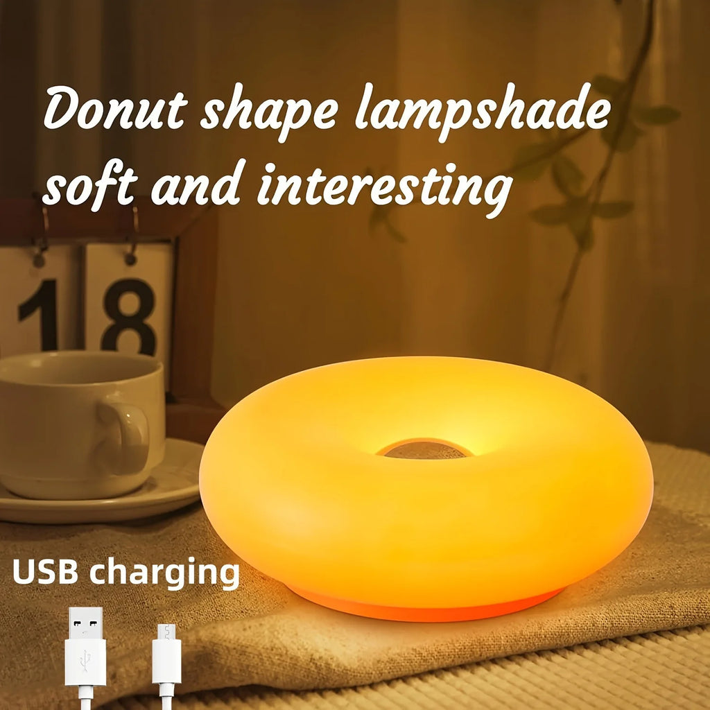 Donut LED Night Light – Cute Touch Dimmable Bedside Lamp with USB