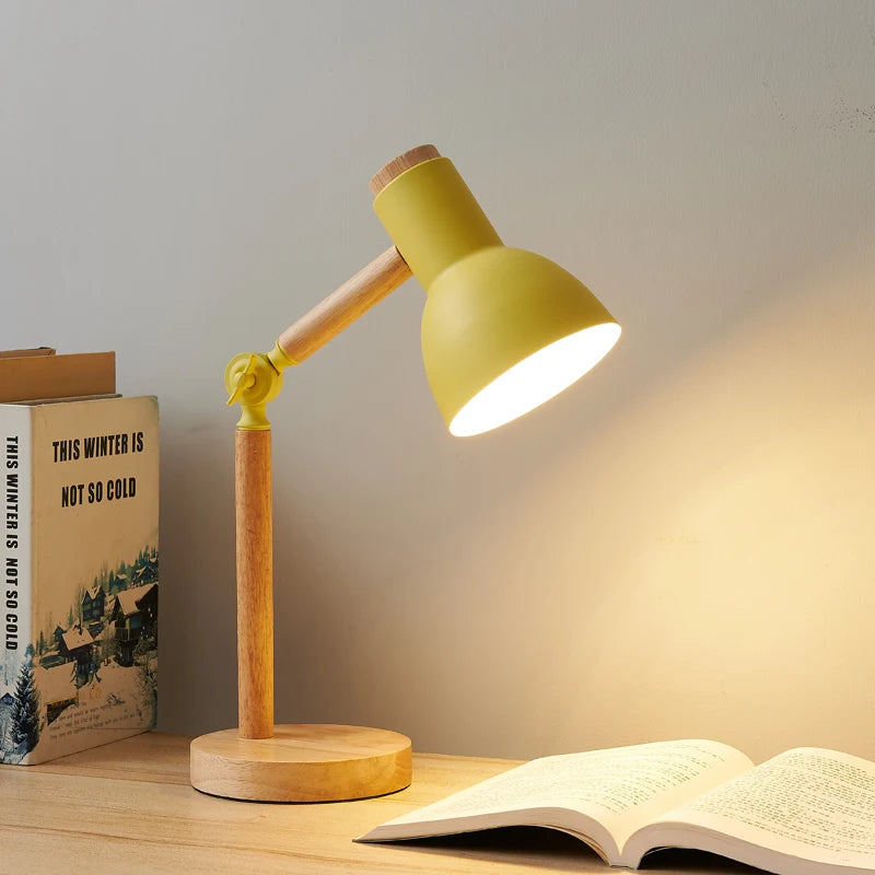 Nordic Wooden LED Table Lamp – Eye-Caring Bedside Reading Light
