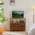 Fireplace TV Stand with Fabric Drawer Storage