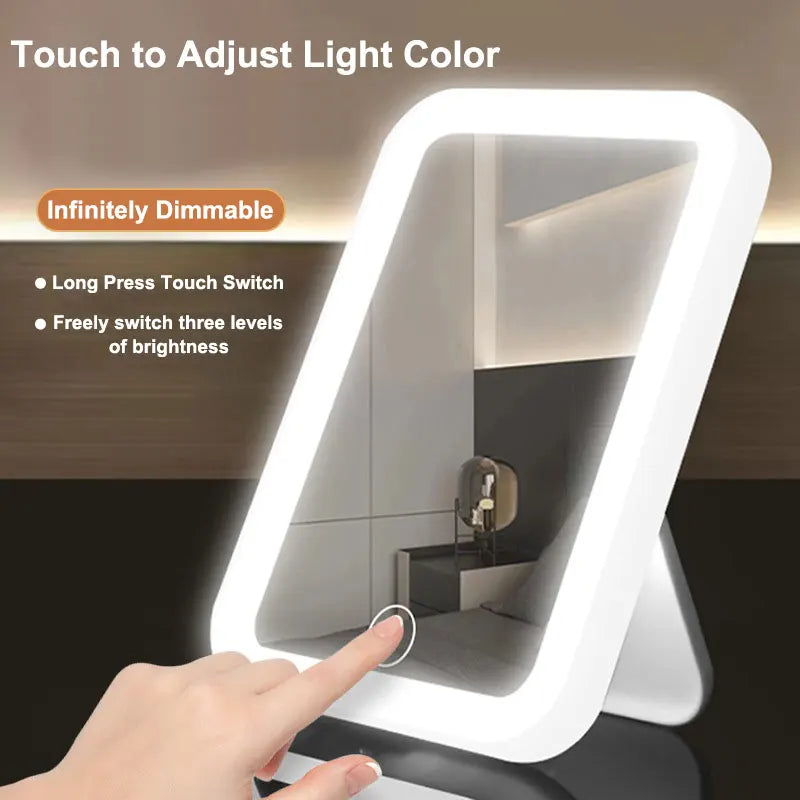 LED Vanity Mirror – Rechargeable Touch Dimmable Makeup Mirror (3 Light Modes)