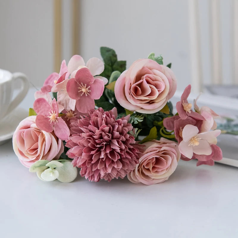 Silk Rose & Chrysanthemum Bouquet