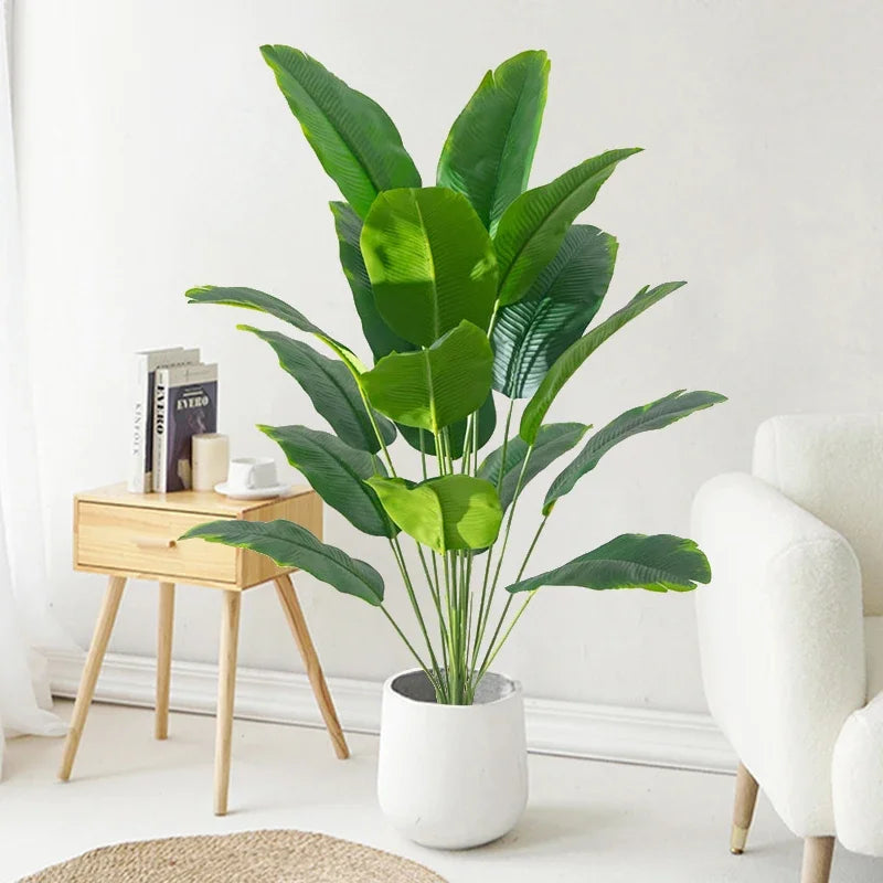 Artificial Tropical Palm Plant – Faux Monstera Banana Leaves for Home Decor