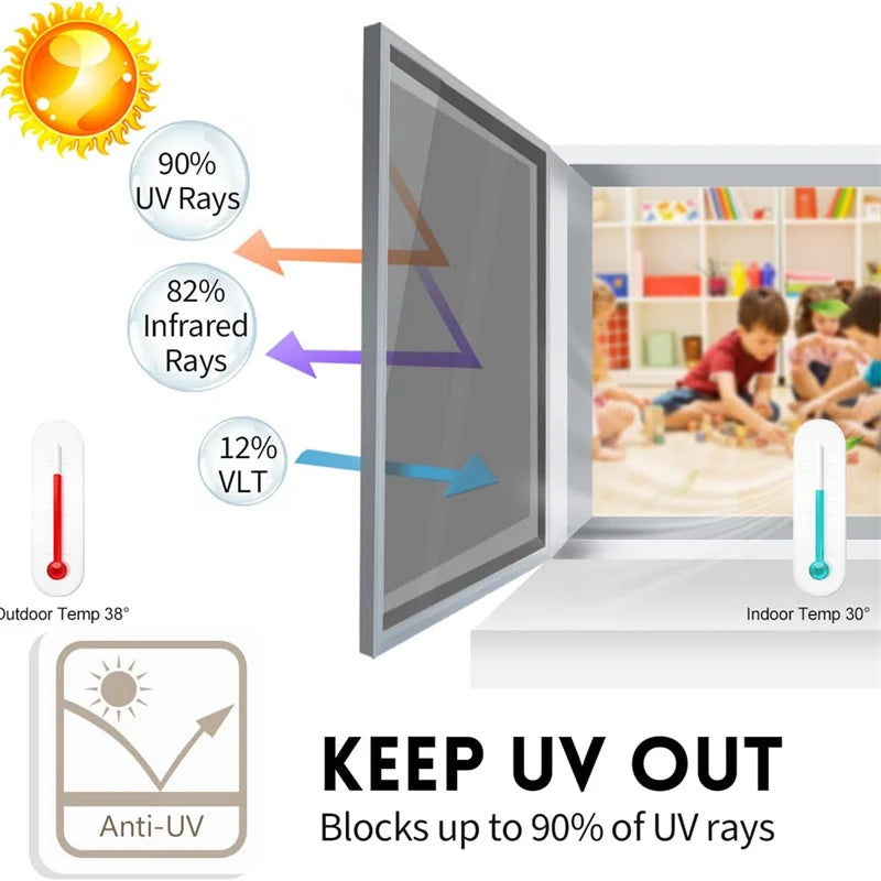 One-Way Privacy Window Film – Static Cling Anti-UV Heat-Control Mirror Tint