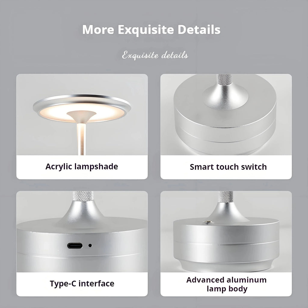 Rechargeable Wireless LED Table Lamp – Touch Dimmable Bedside Night Light (Set of 2)