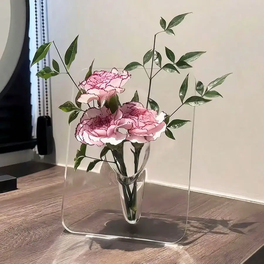 Modern Acrylic Frame Vase – Clear Decorative Flower Vase for Home Decor