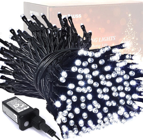 200 LED White Christmas Lights Outdoor, 66Ft Christmas Tree Lights Green Wire, 8 Modes Waterproof Twinkle String Lights Plug in for Xmas Wedding Party Indoor Decoration