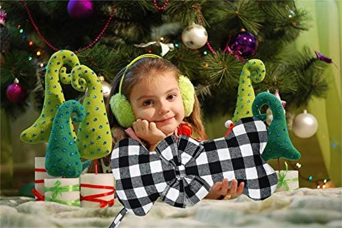 Pet Dog Christmas Stockings Classic Buffalo Black White Plaid Large Bone Shape Hanging Christmas Stocking for Dogs Pets