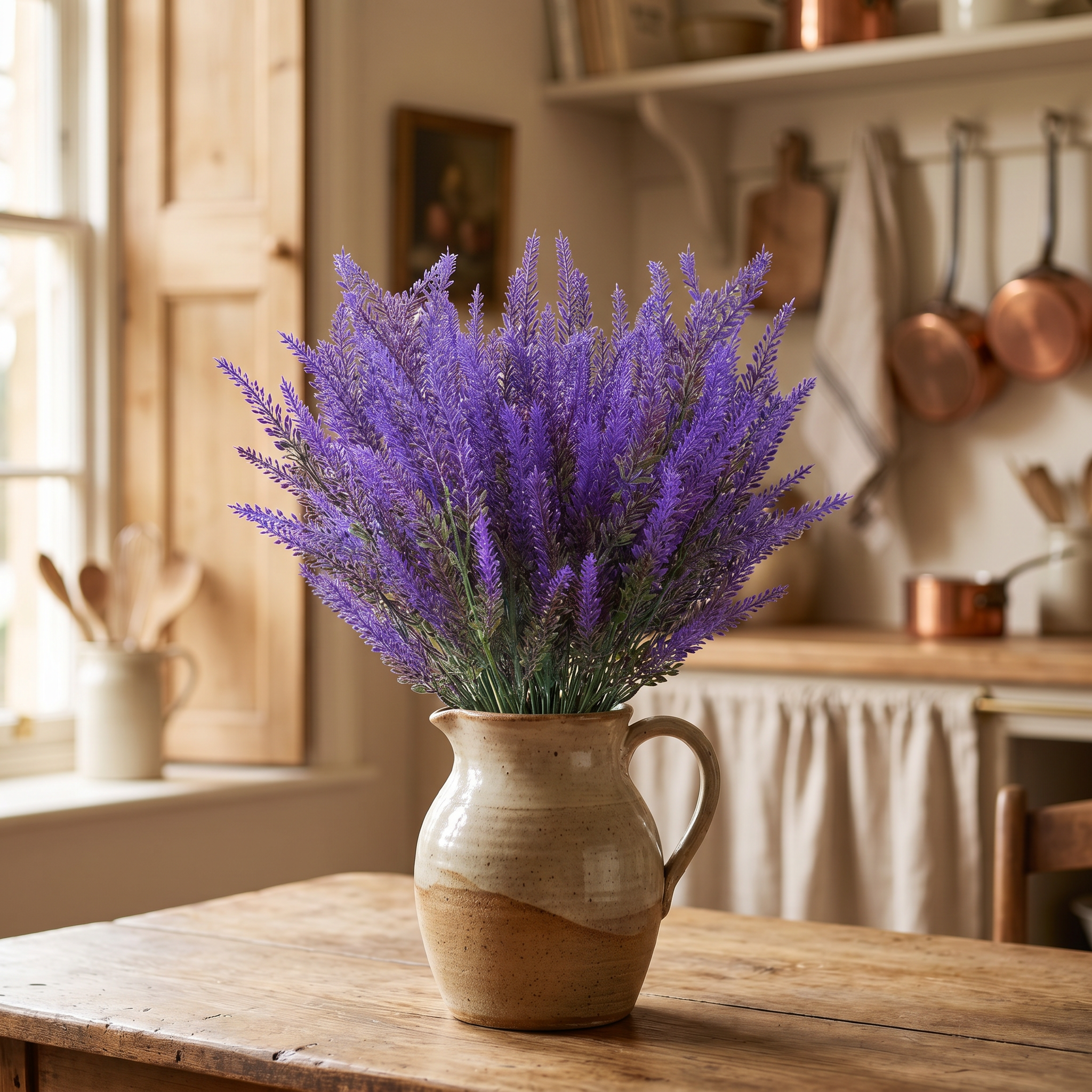 Provence lavender in a stoneware jug