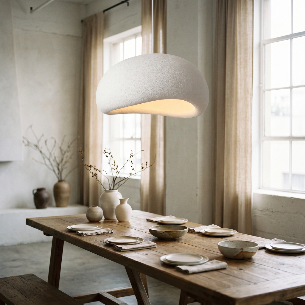 Nordic pendant light over a dining table