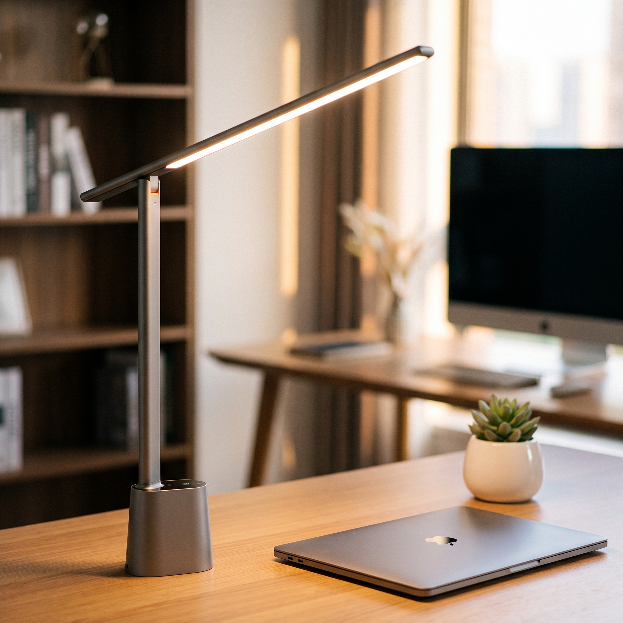 Smart LED desk lamp on a modern desk