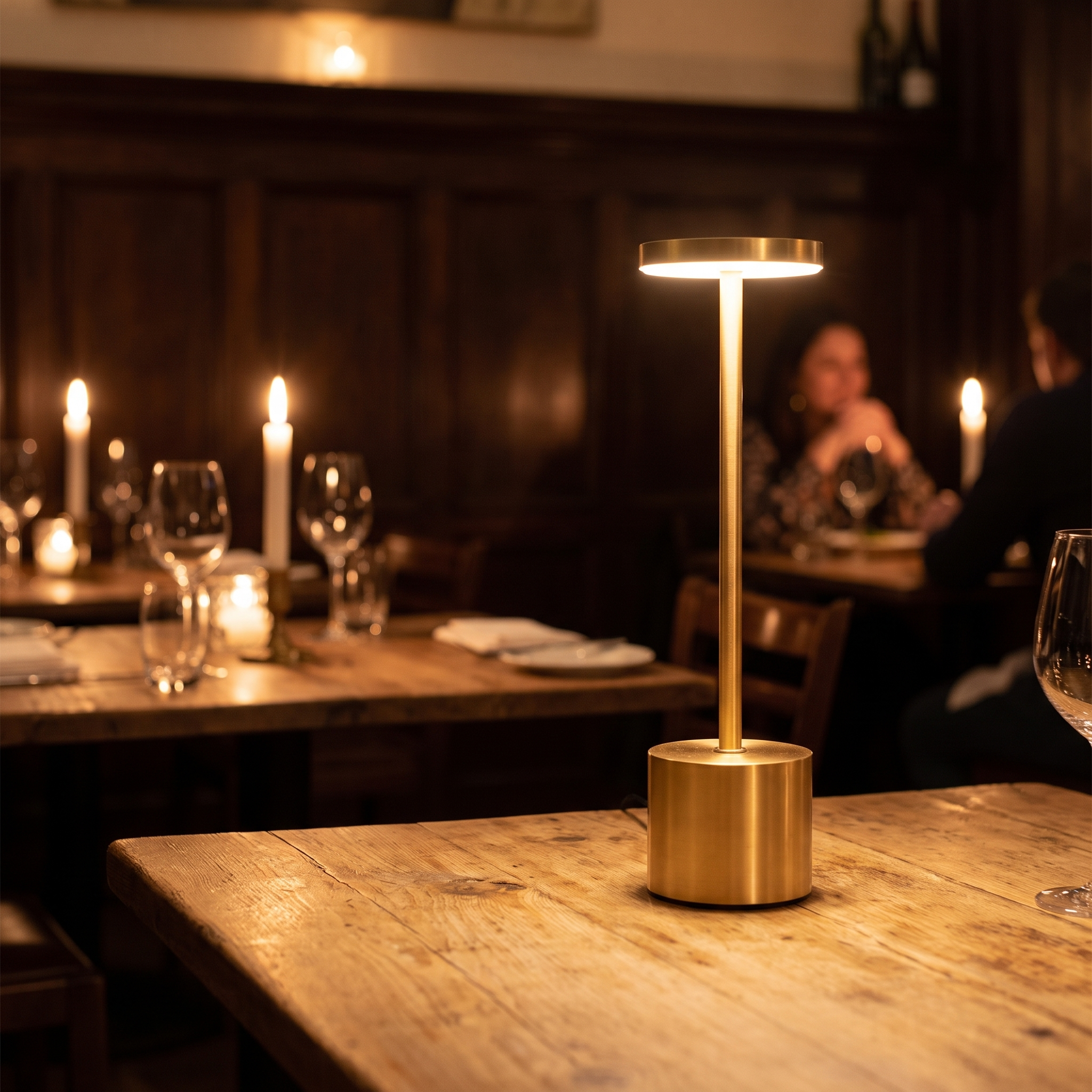 Cordless LED table lamp on a dining table